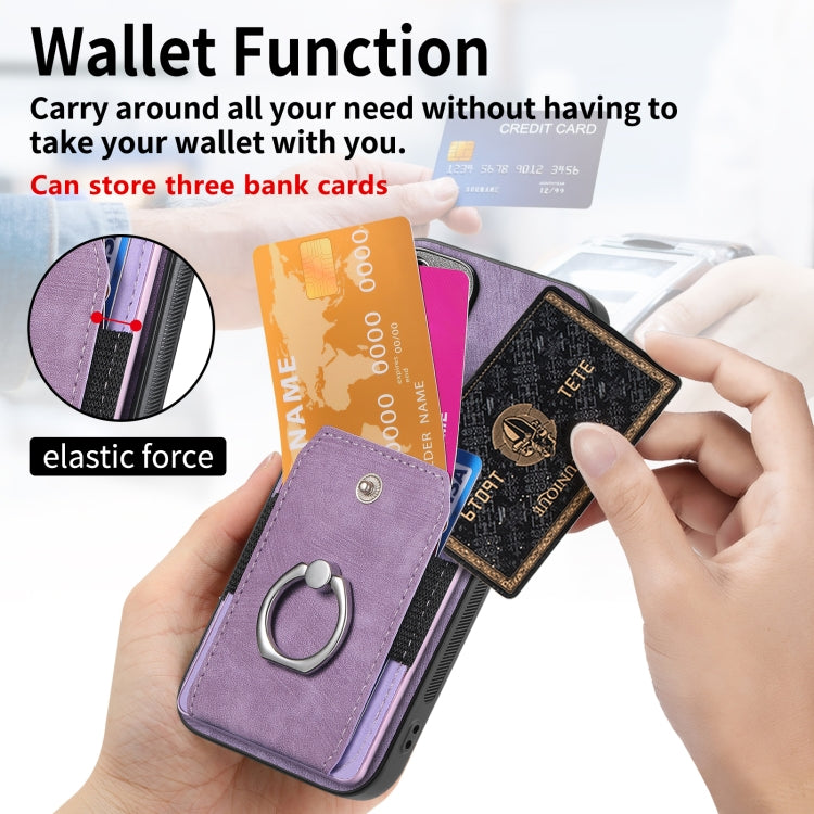 For iPhone 16 Plus Retro Skin-feel Ring Card Wallet Phone Case