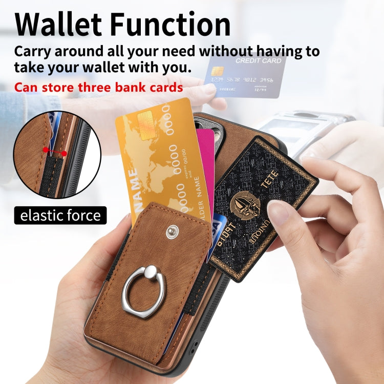 For iPhone 16 Plus Retro Skin-feel Ring Card Wallet Phone Case