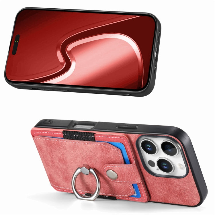 For iPhone 16 Pro Retro Skin-feel Ring Card Wallet Phone Case