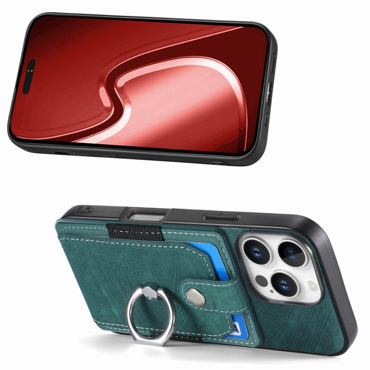 For iPhone 16 Pro Retro Skin-feel Ring Card Wallet Phone Case