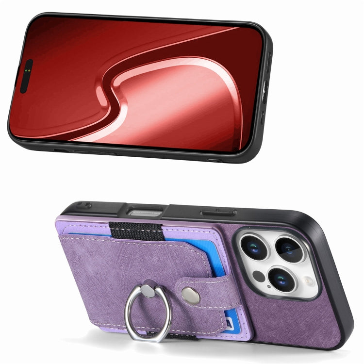 For iPhone 16 Pro Retro Skin-feel Ring Card Wallet Phone Case