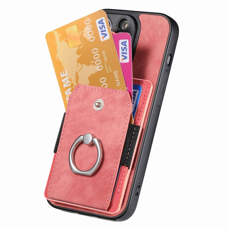 For iPhone 16 Pro Max Retro Skin-feel Ring Card Wallet Phone Case