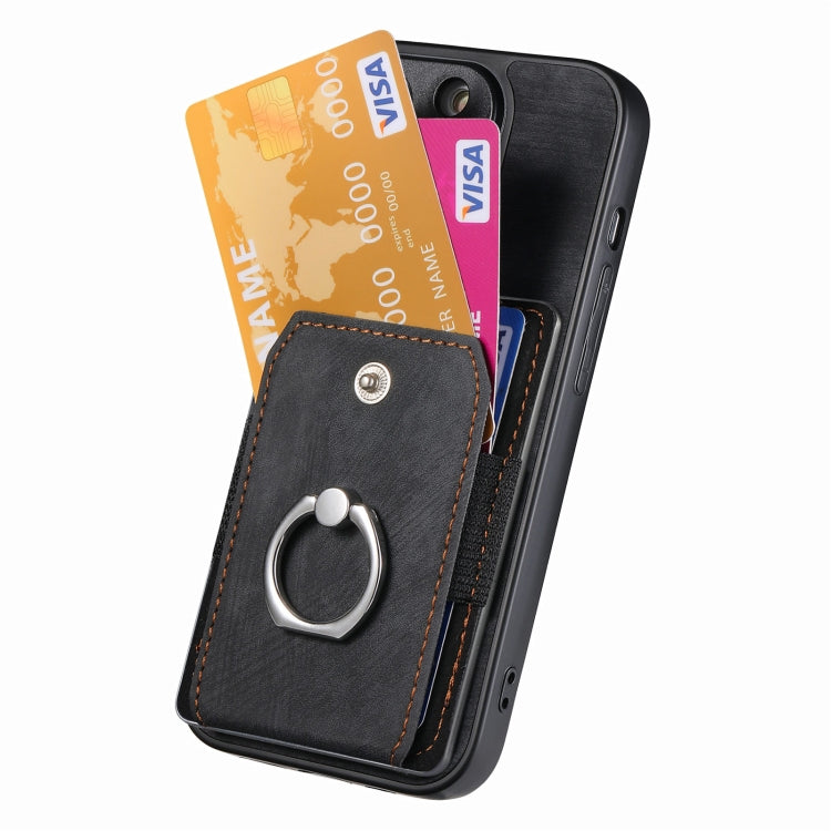 For iPhone 16 Pro Max Retro Skin-feel Ring Card Wallet Phone Case