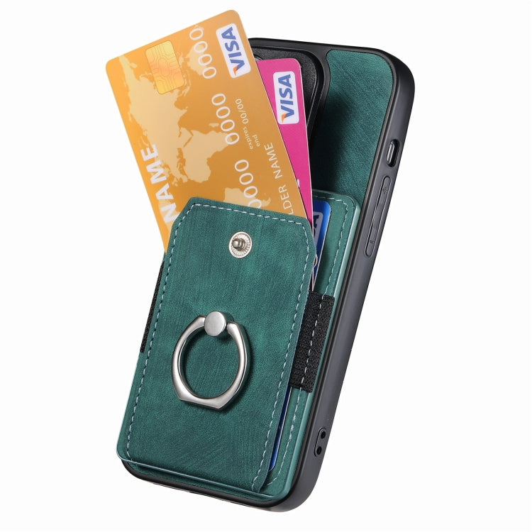 For iPhone 16 Pro Max Retro Skin-feel Ring Card Wallet Phone Case