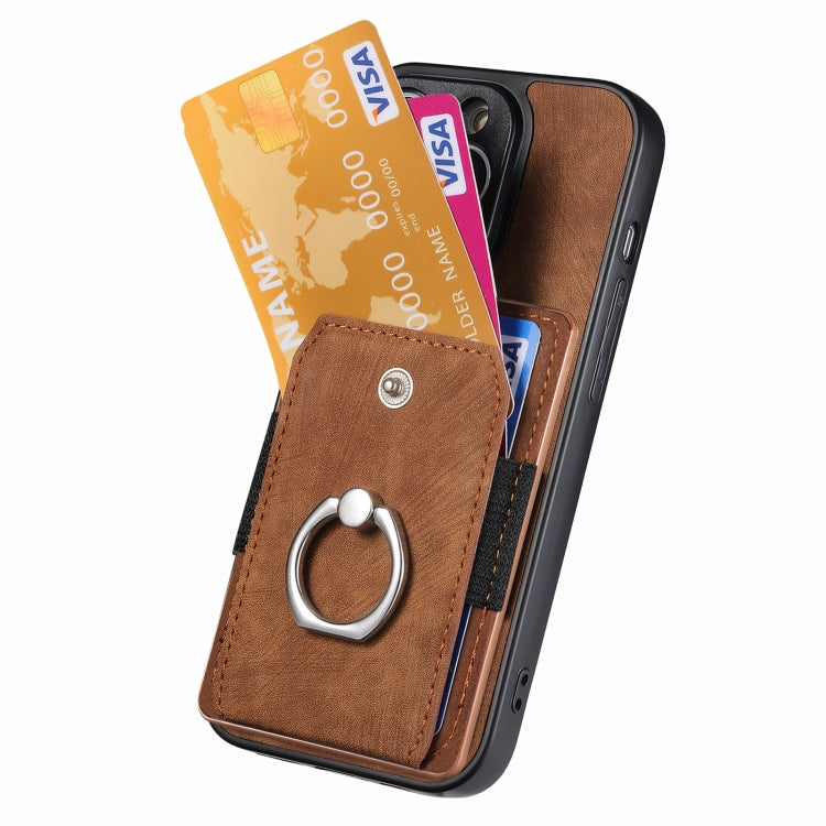 For iPhone 16 Pro Max Retro Skin-feel Ring Card Wallet Phone Case