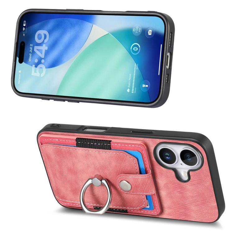 For iPhone 17 Retro Skin-feel Ring Card Wallet Phone Case