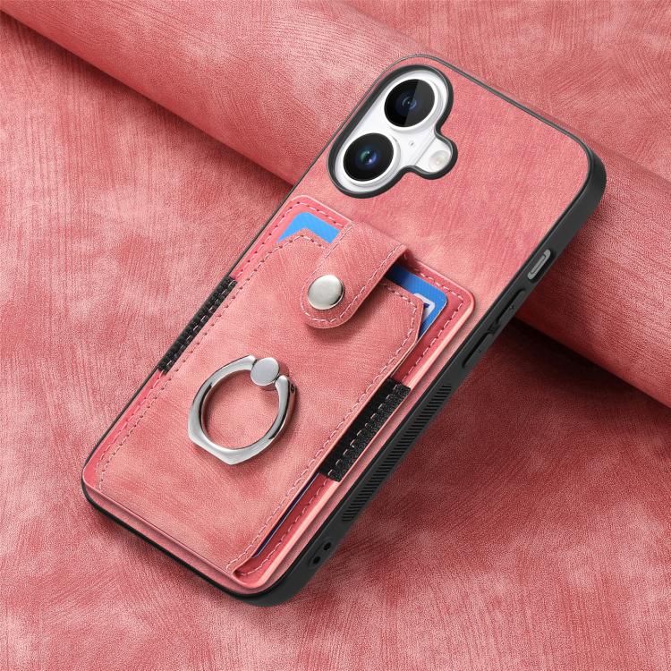 For iPhone 17 Retro Skin-feel Ring Card Wallet Phone Case