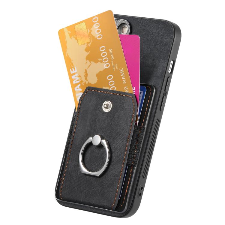 For iPhone 17 Retro Skin-feel Ring Card Wallet Phone Case