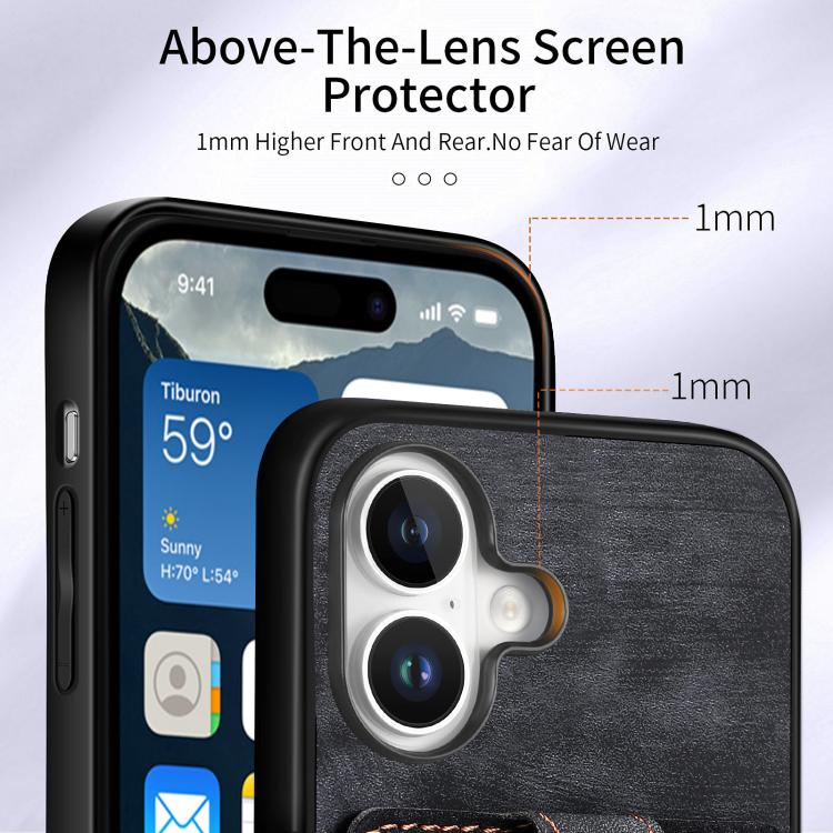 For iPhone 17 Retro Skin-feel Ring Card Wallet Phone Case