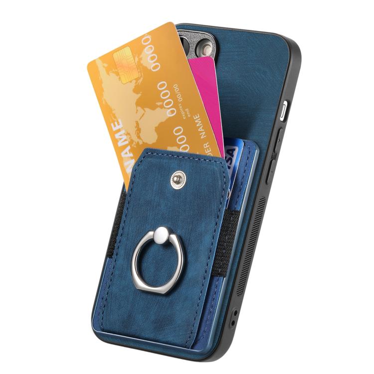 For iPhone 17 Retro Skin-feel Ring Card Wallet Phone Case