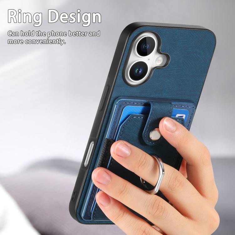 For iPhone 17 Retro Skin-feel Ring Card Wallet Phone Case
