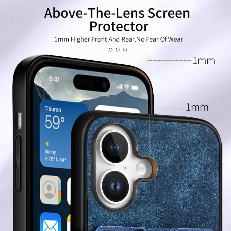 For iPhone 17 Retro Skin-feel Ring Card Wallet Phone Case