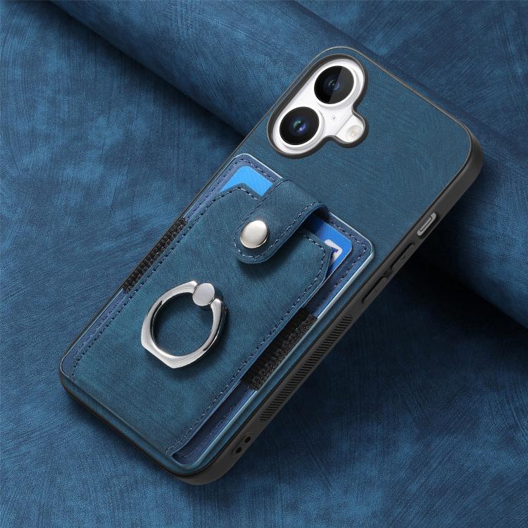 For iPhone 17 Retro Skin-feel Ring Card Wallet Phone Case