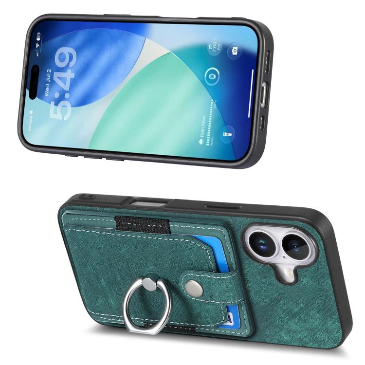 For iPhone 17 Retro Skin-feel Ring Card Wallet Phone Case
