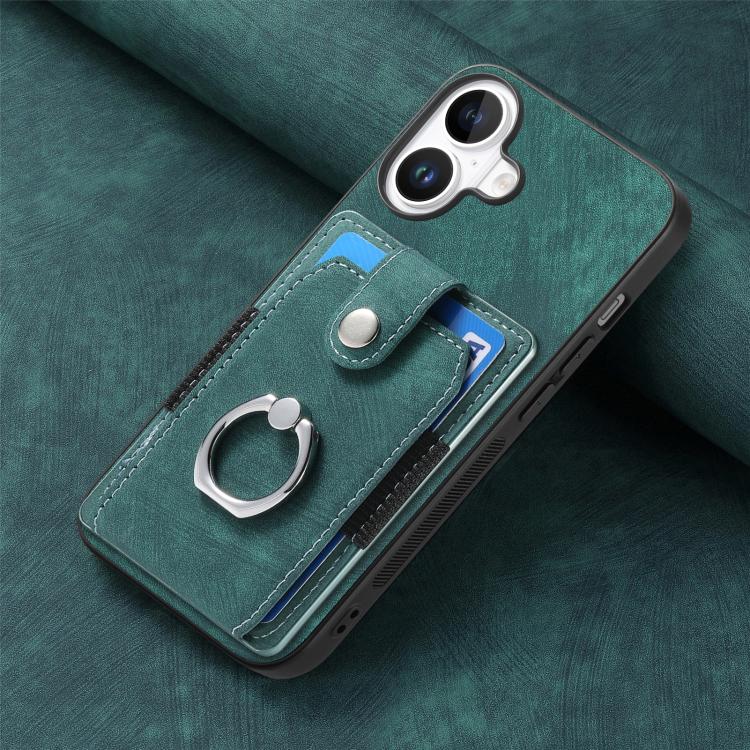 For iPhone 17 Retro Skin-feel Ring Card Wallet Phone Case