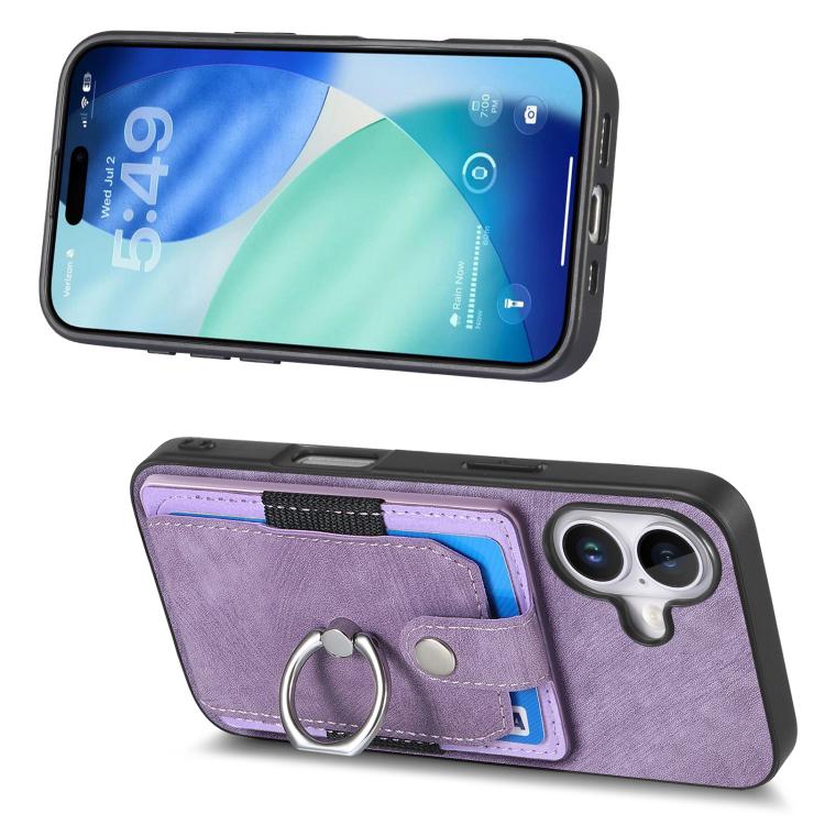For iPhone 17 Retro Skin-feel Ring Card Wallet Phone Case