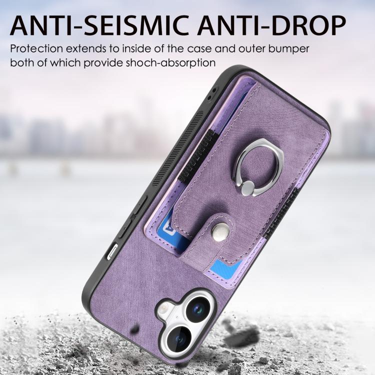 For iPhone 17 Retro Skin-feel Ring Card Wallet Phone Case