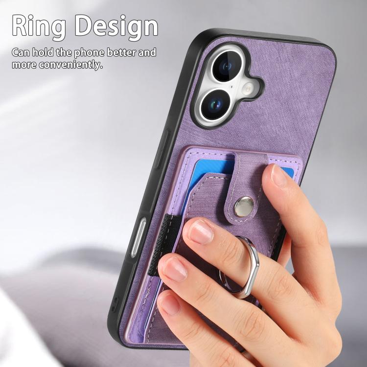 For iPhone 17 Retro Skin-feel Ring Card Wallet Phone Case