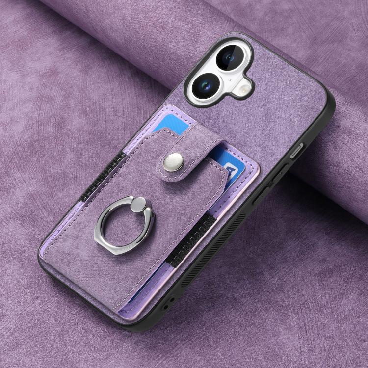 For iPhone 17 Retro Skin-feel Ring Card Wallet Phone Case