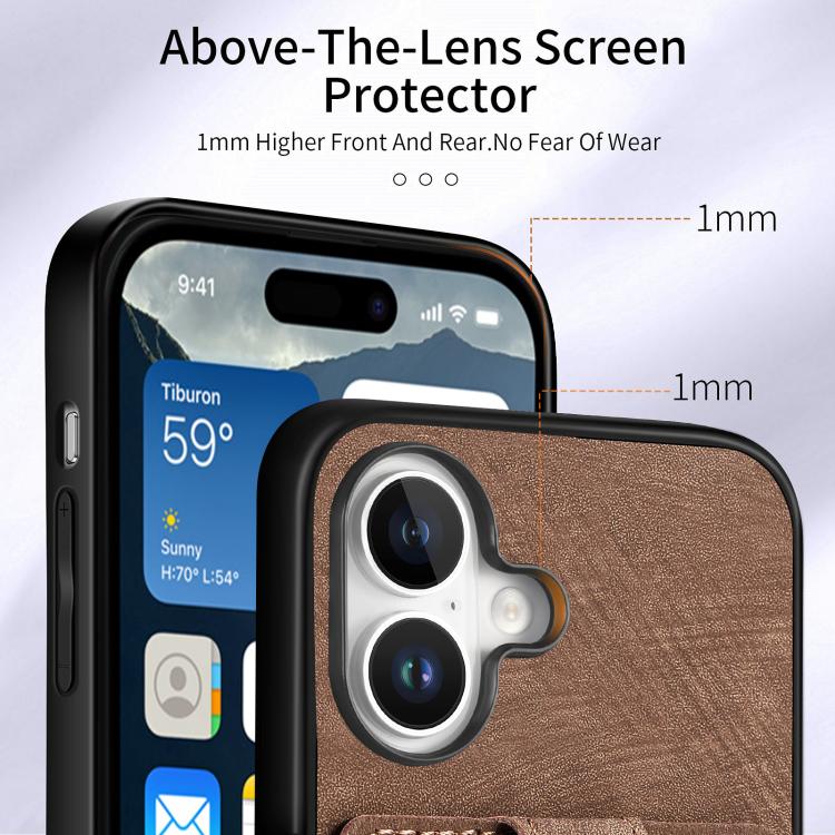 For iPhone 17 Retro Skin-feel Ring Card Wallet Phone Case