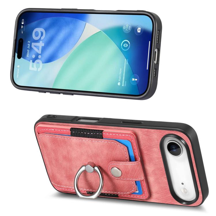 For iPhone Air Retro Skin-feel Ring Card Wallet Phone Case