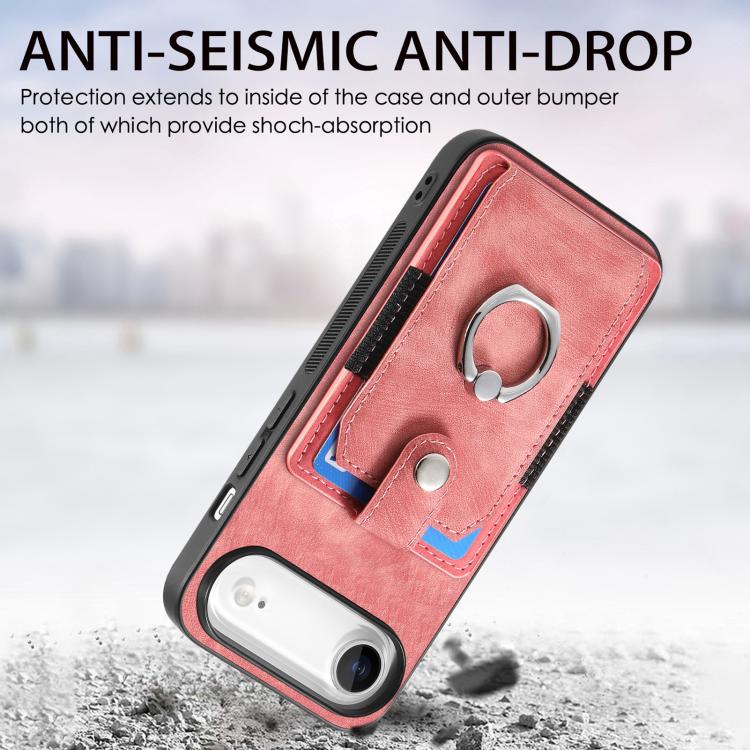 For iPhone Air Retro Skin-feel Ring Card Wallet Phone Case