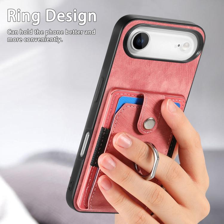 For iPhone Air Retro Skin-feel Ring Card Wallet Phone Case