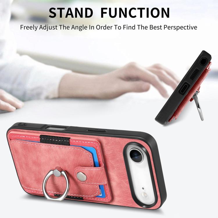 For iPhone Air Retro Skin-feel Ring Card Wallet Phone Case