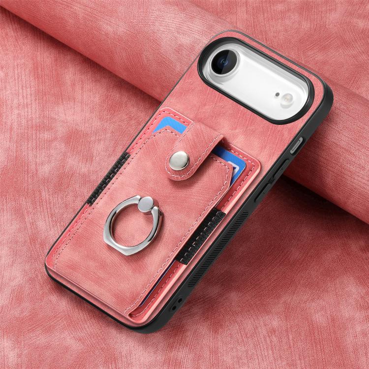 For iPhone Air Retro Skin-feel Ring Card Wallet Phone Case
