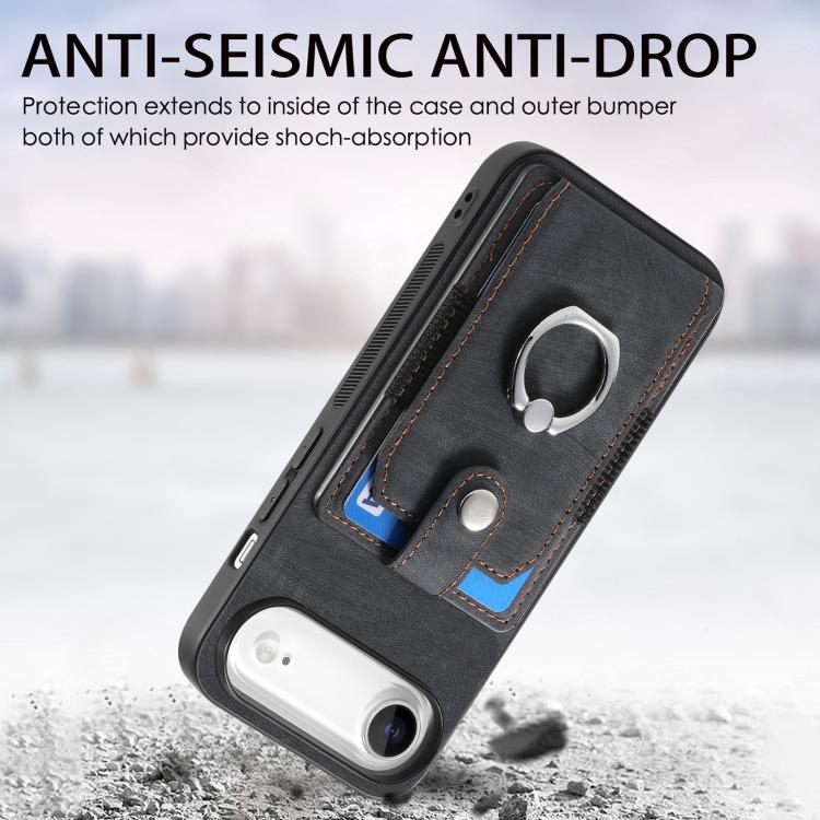 For iPhone Air Retro Skin-feel Ring Card Wallet Phone Case