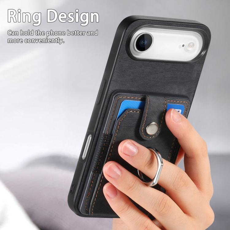 For iPhone Air Retro Skin-feel Ring Card Wallet Phone Case