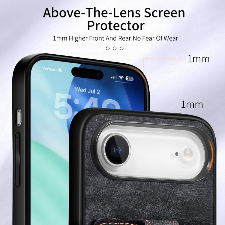 For iPhone Air Retro Skin-feel Ring Card Wallet Phone Case