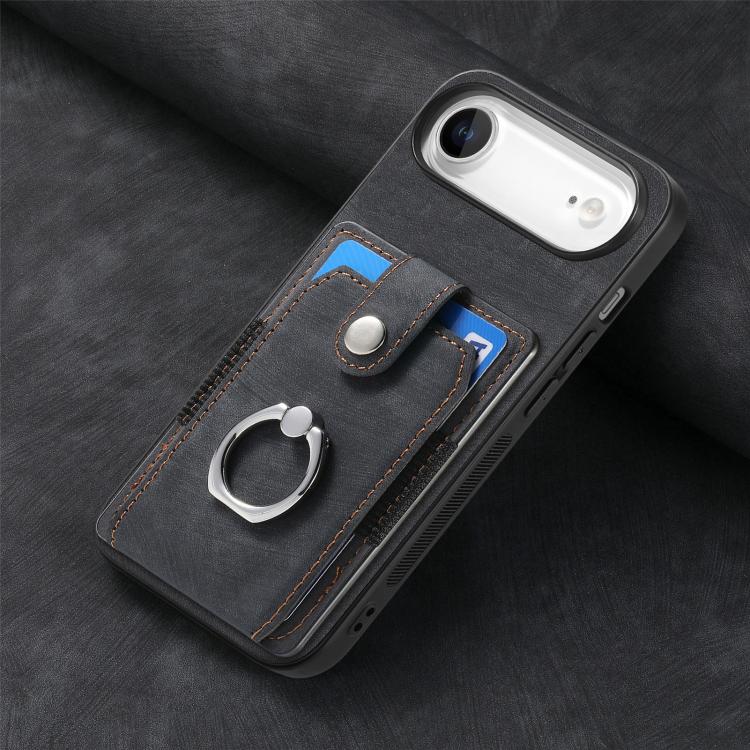 For iPhone Air Retro Skin-feel Ring Card Wallet Phone Case