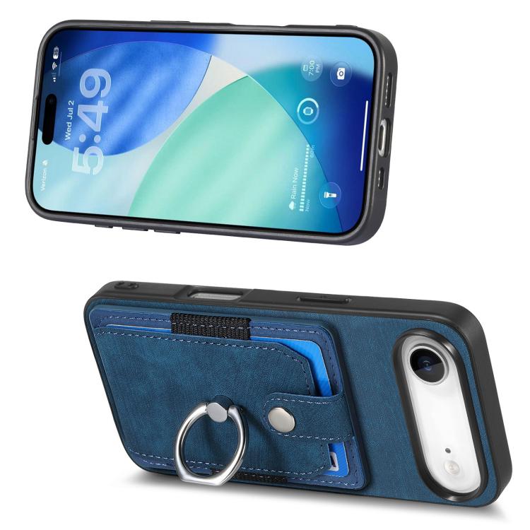 For iPhone Air Retro Skin-feel Ring Card Wallet Phone Case