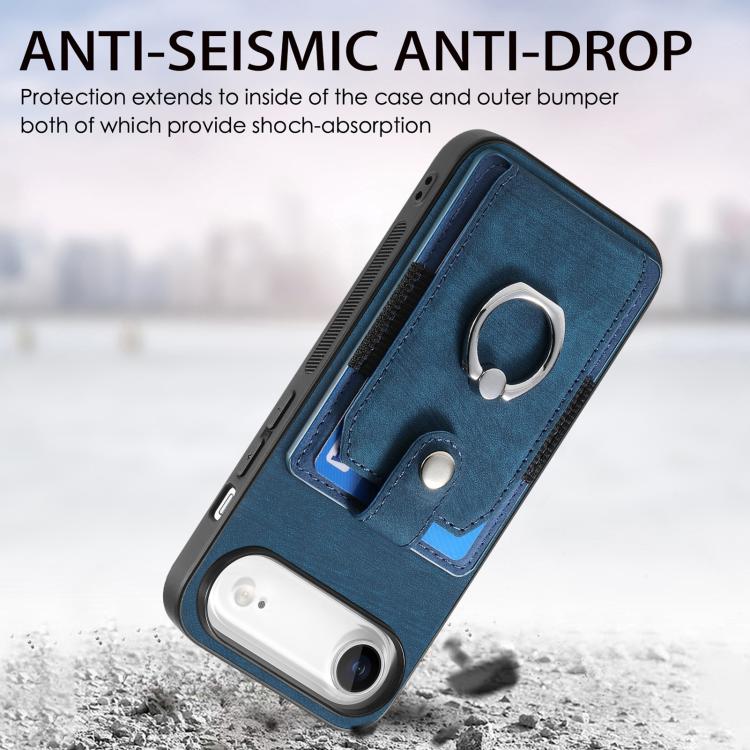 For iPhone Air Retro Skin-feel Ring Card Wallet Phone Case
