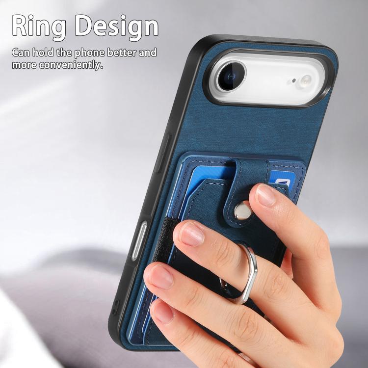 For iPhone Air Retro Skin-feel Ring Card Wallet Phone Case