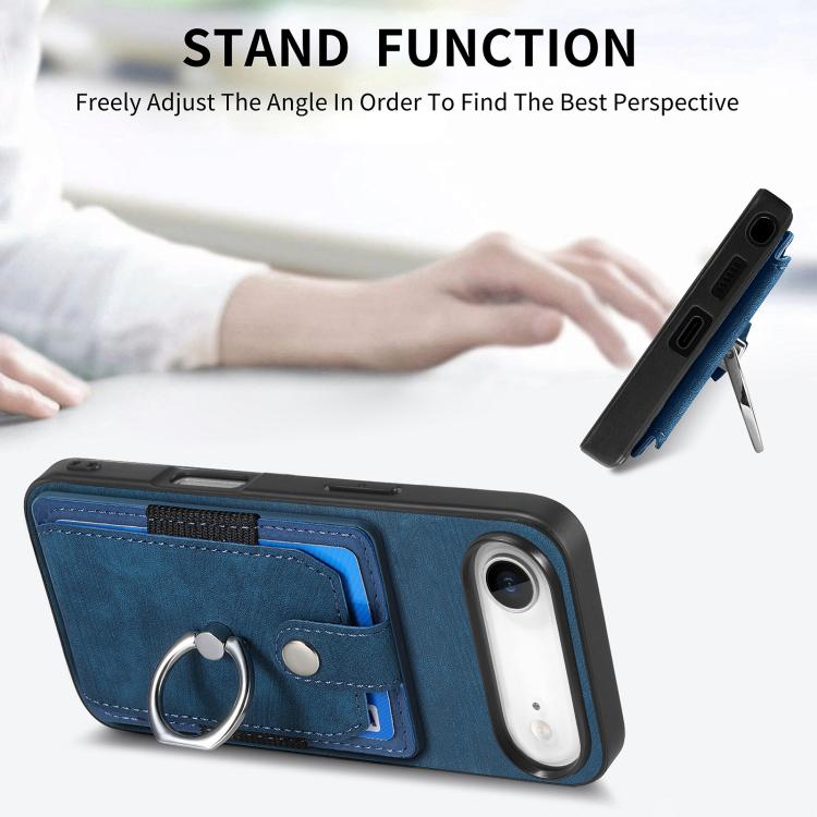For iPhone Air Retro Skin-feel Ring Card Wallet Phone Case