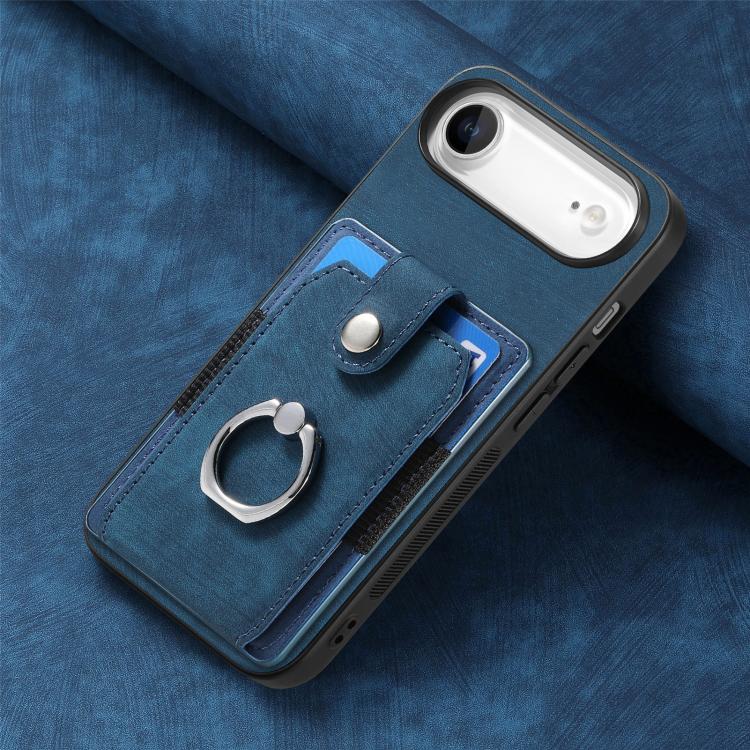 For iPhone Air Retro Skin-feel Ring Card Wallet Phone Case
