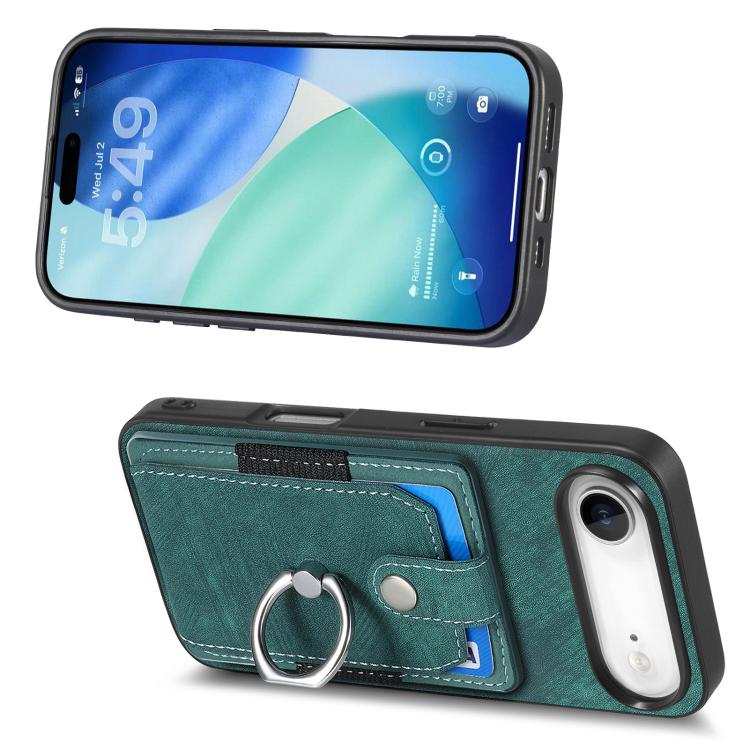 For iPhone Air Retro Skin-feel Ring Card Wallet Phone Case