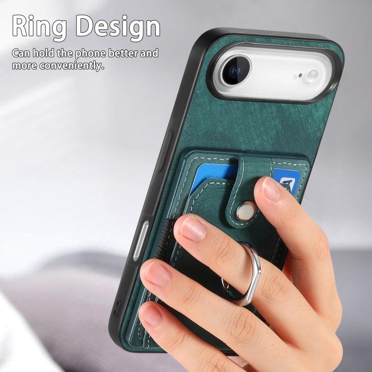 For iPhone Air Retro Skin-feel Ring Card Wallet Phone Case