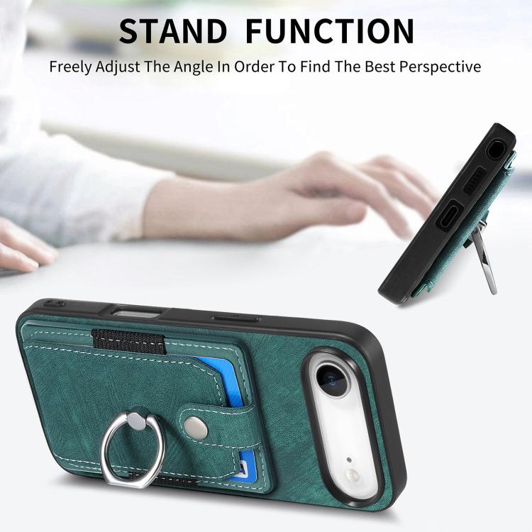 For iPhone Air Retro Skin-feel Ring Card Wallet Phone Case