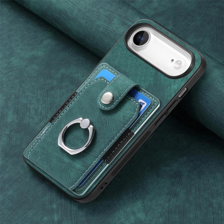 For iPhone Air Retro Skin-feel Ring Card Wallet Phone Case