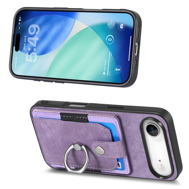 For iPhone Air Retro Skin-feel Ring Card Wallet Phone Case