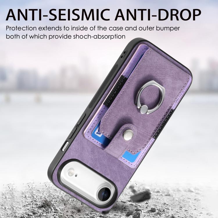 For iPhone Air Retro Skin-feel Ring Card Wallet Phone Case