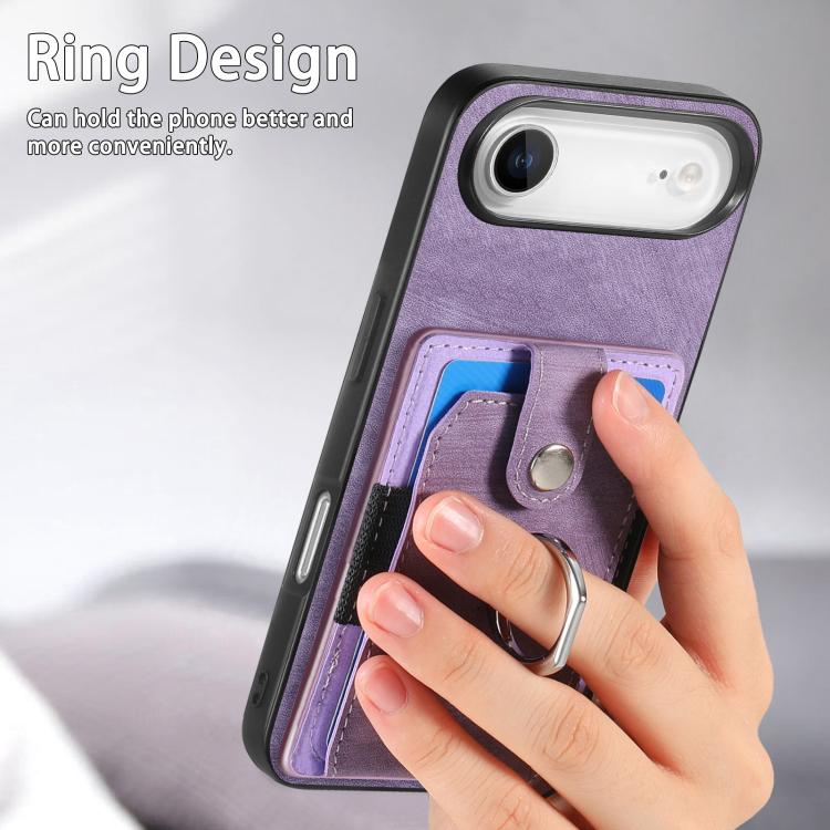 For iPhone Air Retro Skin-feel Ring Card Wallet Phone Case