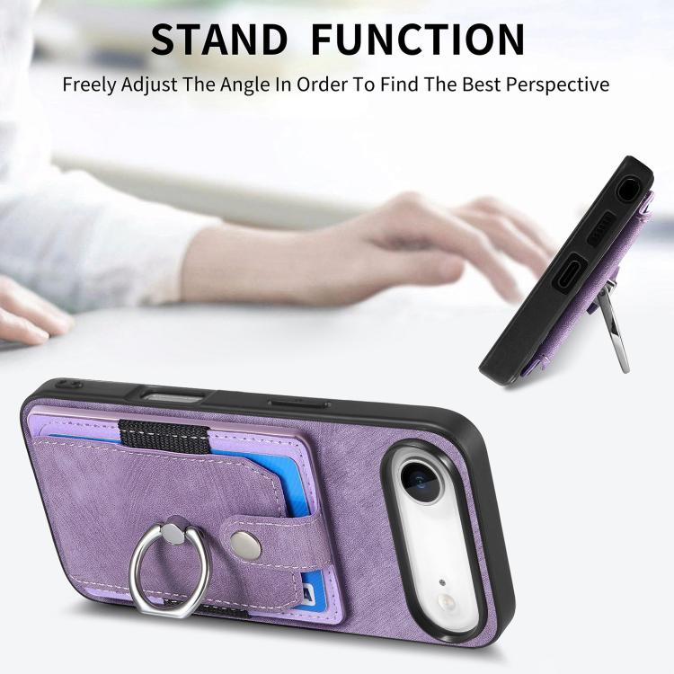 For iPhone Air Retro Skin-feel Ring Card Wallet Phone Case