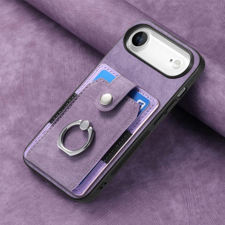 For iPhone Air Retro Skin-feel Ring Card Wallet Phone Case