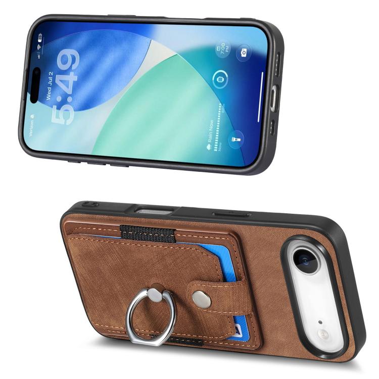 For iPhone Air Retro Skin-feel Ring Card Wallet Phone Case