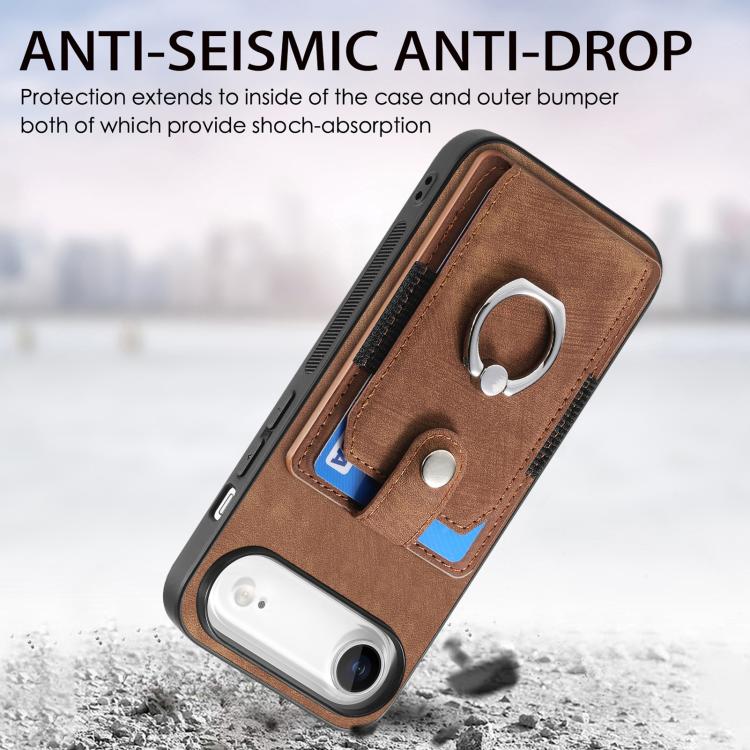 For iPhone Air Retro Skin-feel Ring Card Wallet Phone Case