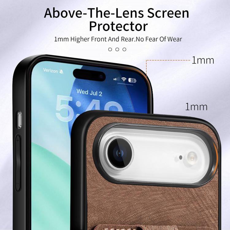 For iPhone Air Retro Skin-feel Ring Card Wallet Phone Case
